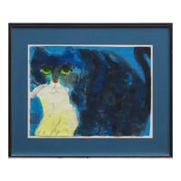Walasse Ting (American/Chinese, 1929-2010) — Untitled (Cat)