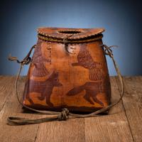 Northeastern Birchbark Creel, with Foxes and Birds