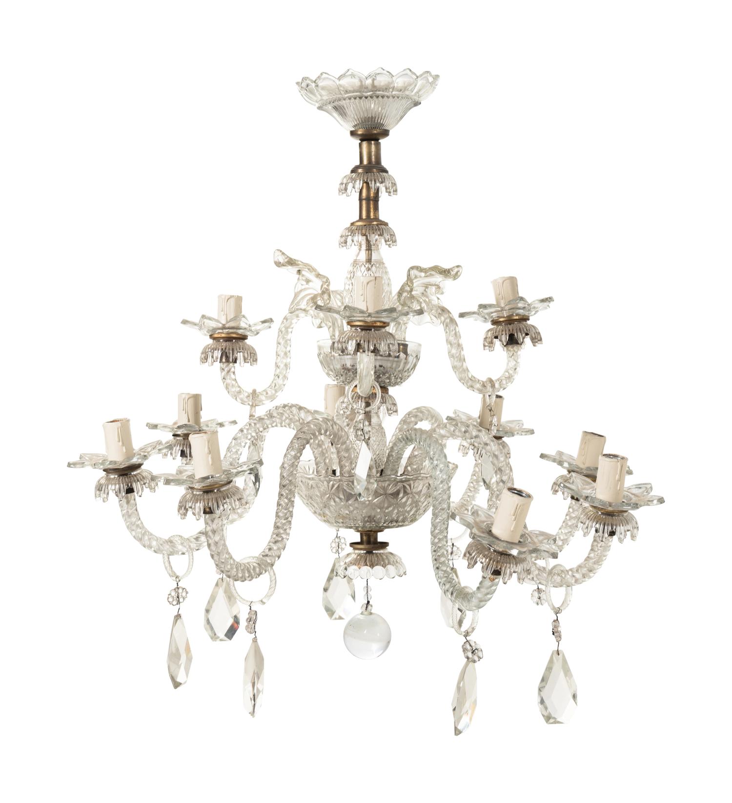 A Continental Cut Glass Chandelier