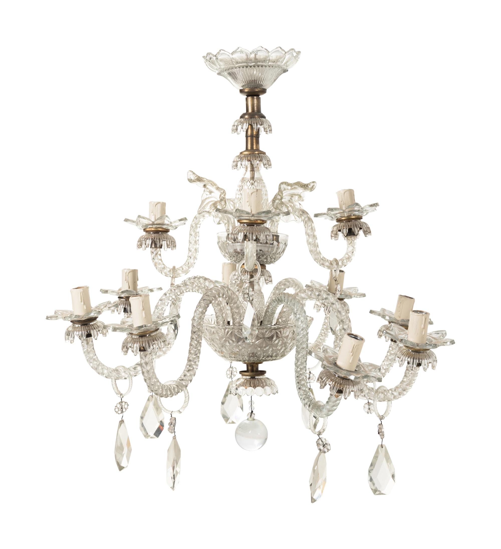 A Continental Cut Glass Chandelier