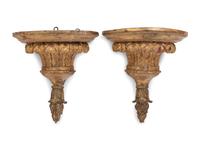 A Pair of Continental Giltwood Wall Brackets