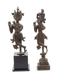 Two Indian Bronze Figures of Lord Krishna