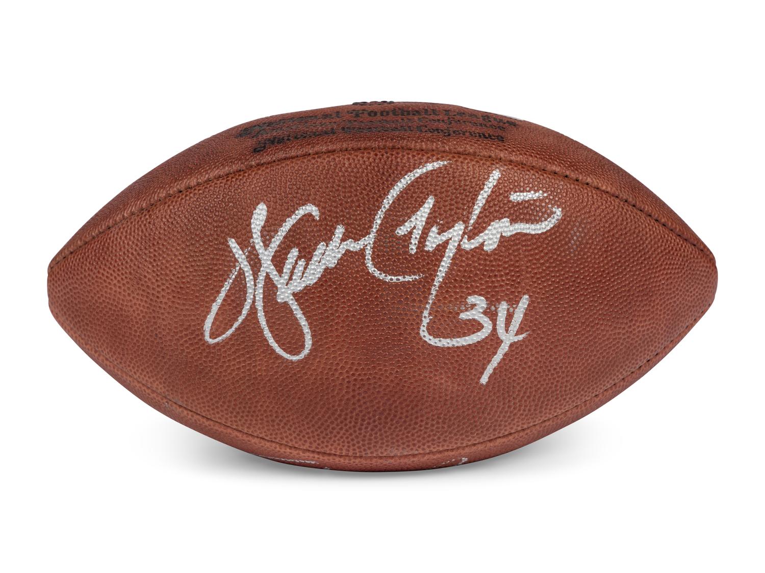 A Football Hall of Fame Legendary Running Backs Signed Autograph Football Featuring Walter Payton, Jim Brown and Gale Sayers (Beckett Authentication Services Letter)