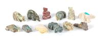 Twelve Southwestern Carved Stone Fetishes Length of one 2 5/8 inches