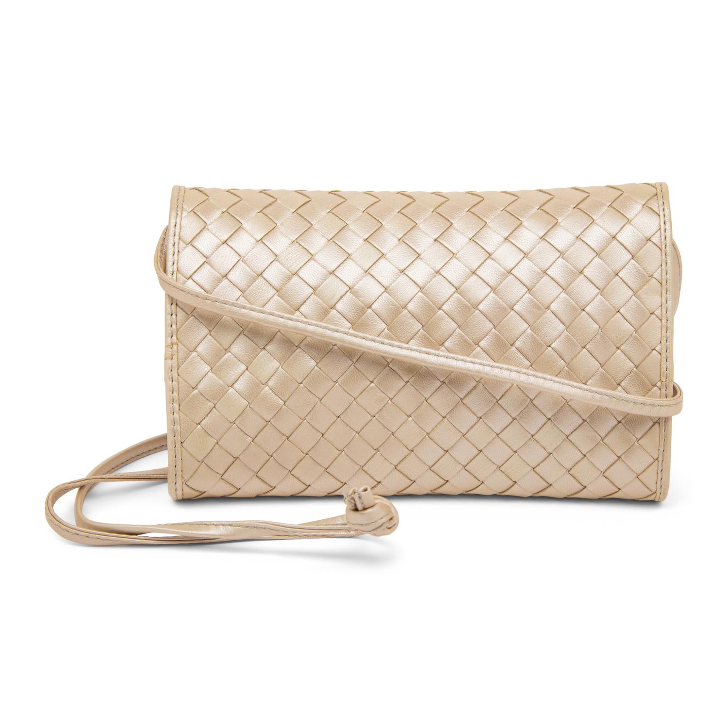 Bottega Veneta, Metallic Intrecciato Clutch/Shoulder Bag
