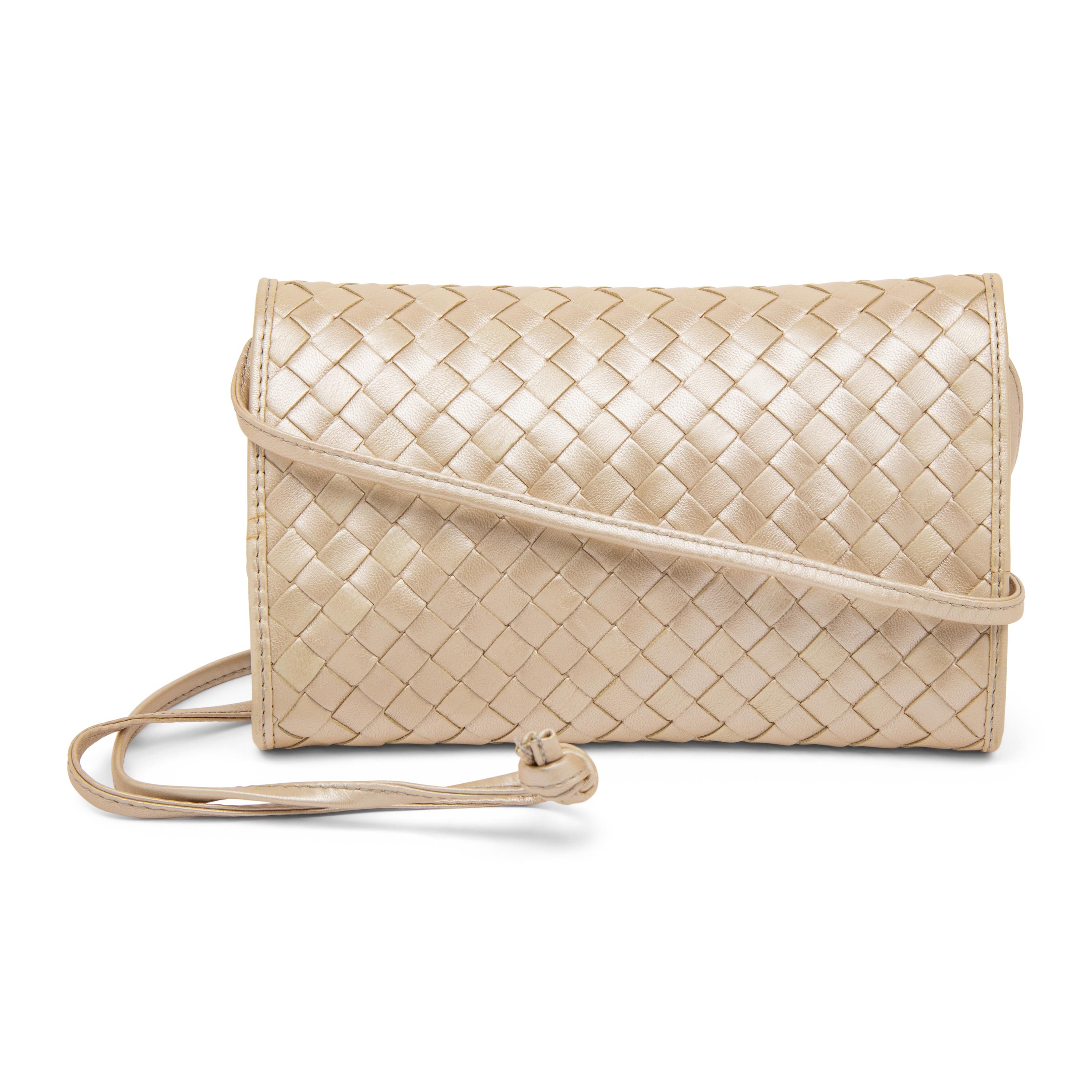 Bottega Veneta, Metallic Intrecciato Clutch/Shoulder Bag