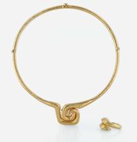 18K yellow gold necklace and ring, ilias LaLaounis