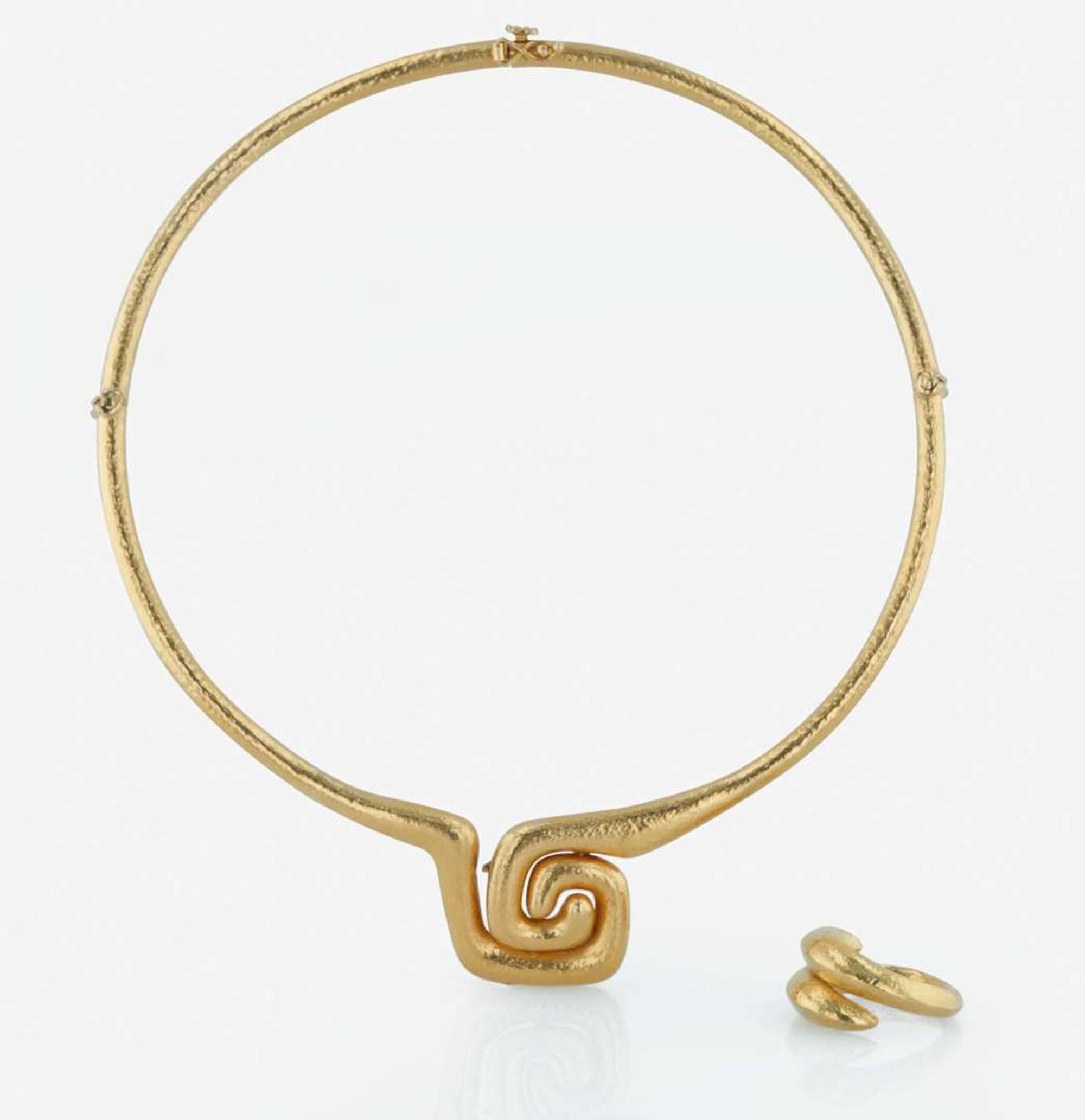 18K yellow gold necklace and ring, ilias LaLaounis
