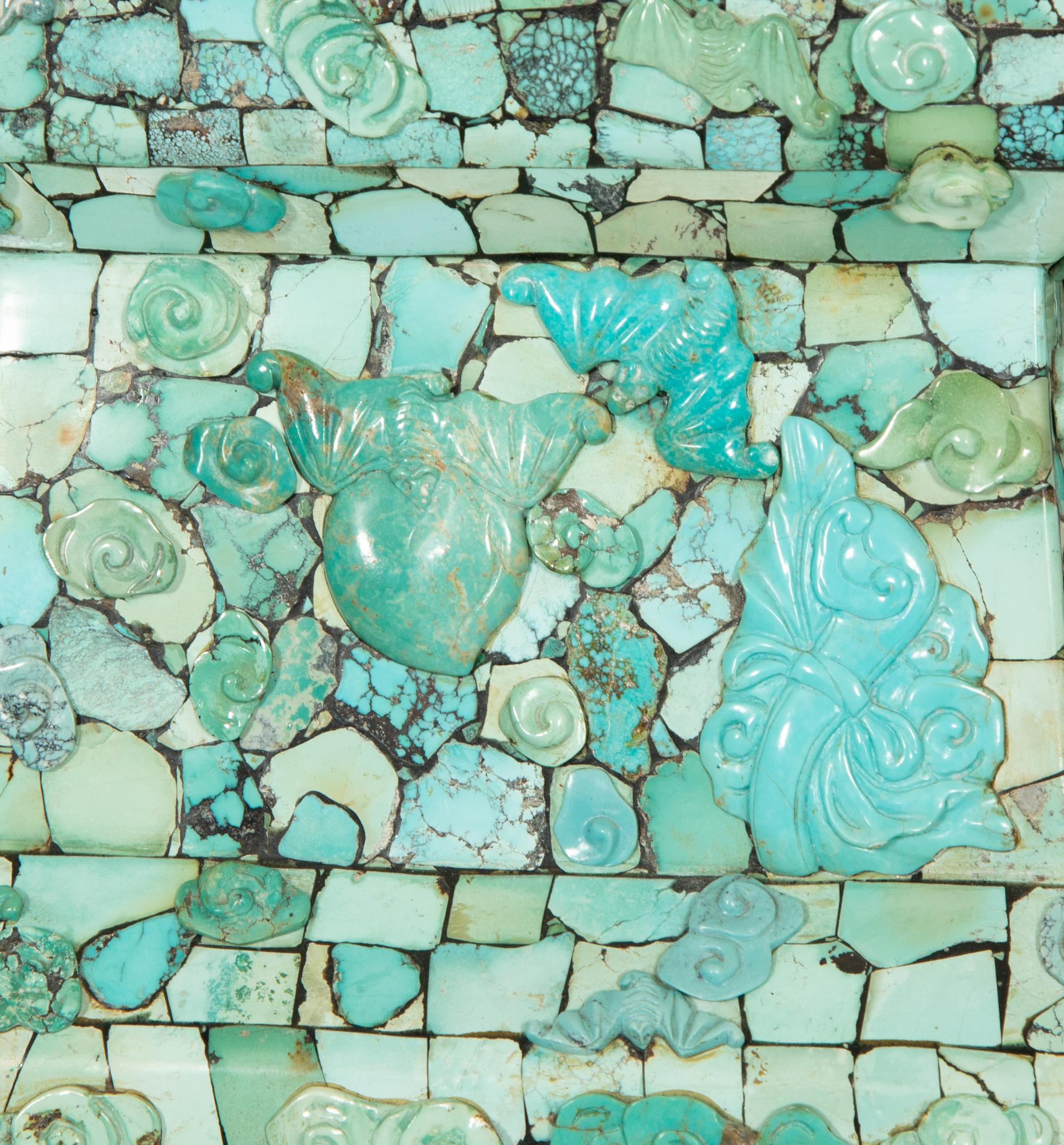 A Pair of Chinese Tessellated Hardstone Urns