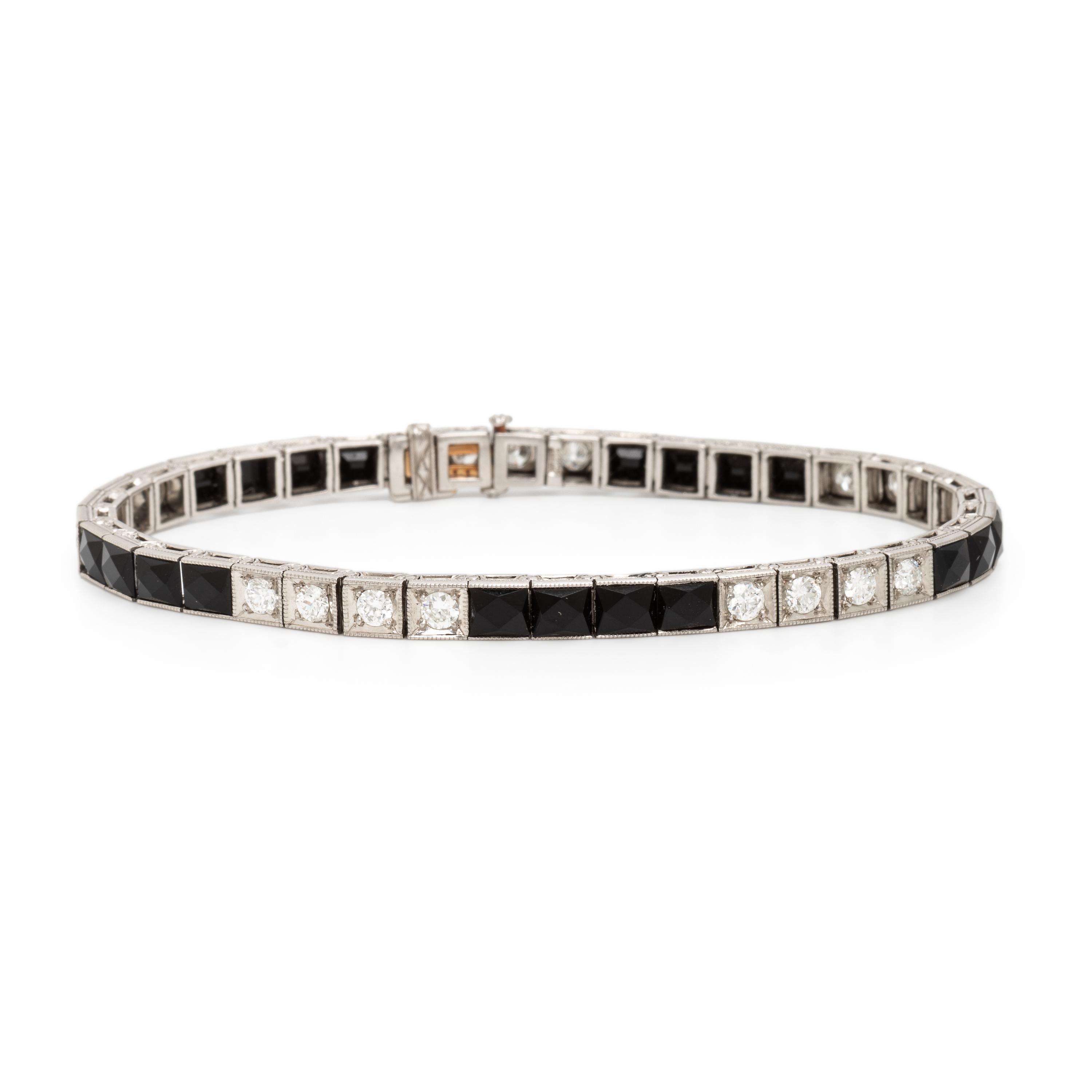 Art Deco, Onyx, Diamond, and Platinum Bracelet