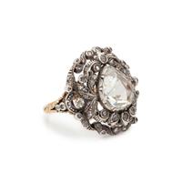ANTIQUE, SILVER-TOPPED GOLD AND DIAMOND RING