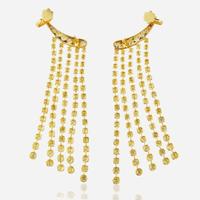 A Pair of 18K Yellow Gold and Diamond Earrings