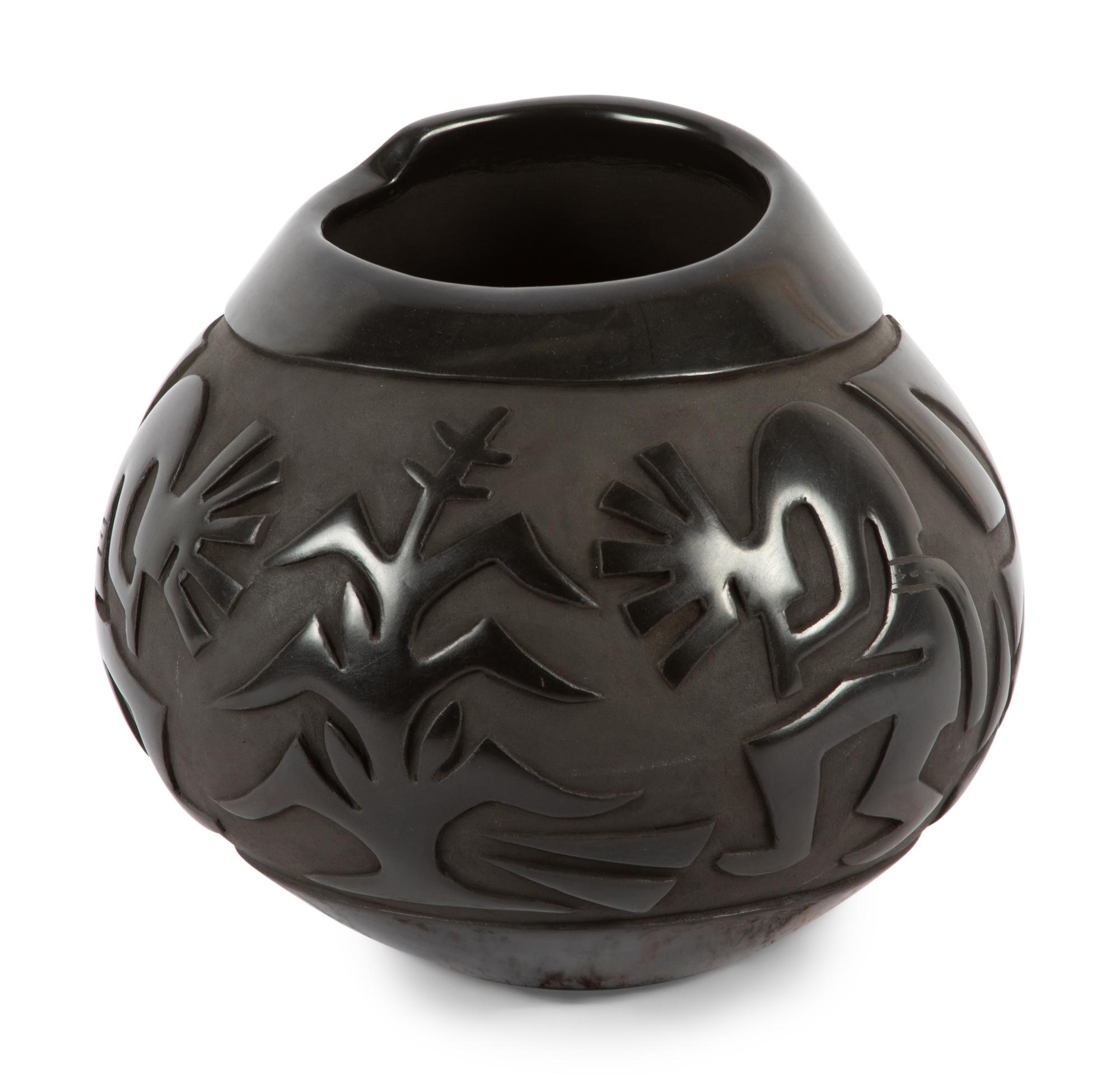 Carved Blackware Jar