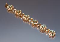 A 14 Karat Rose Gold, Opal, and Turquoise Bracelet, 19.90 dwts.