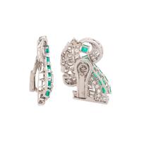 VINTAGE, EMERALD AND DIAMOND EARCLIPS
