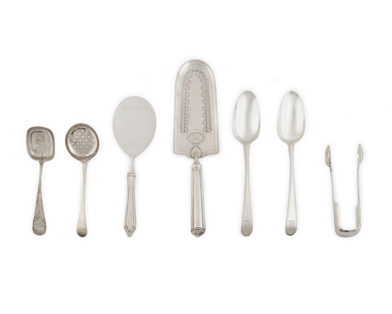 A Group of American and English Silver Serving Utensils