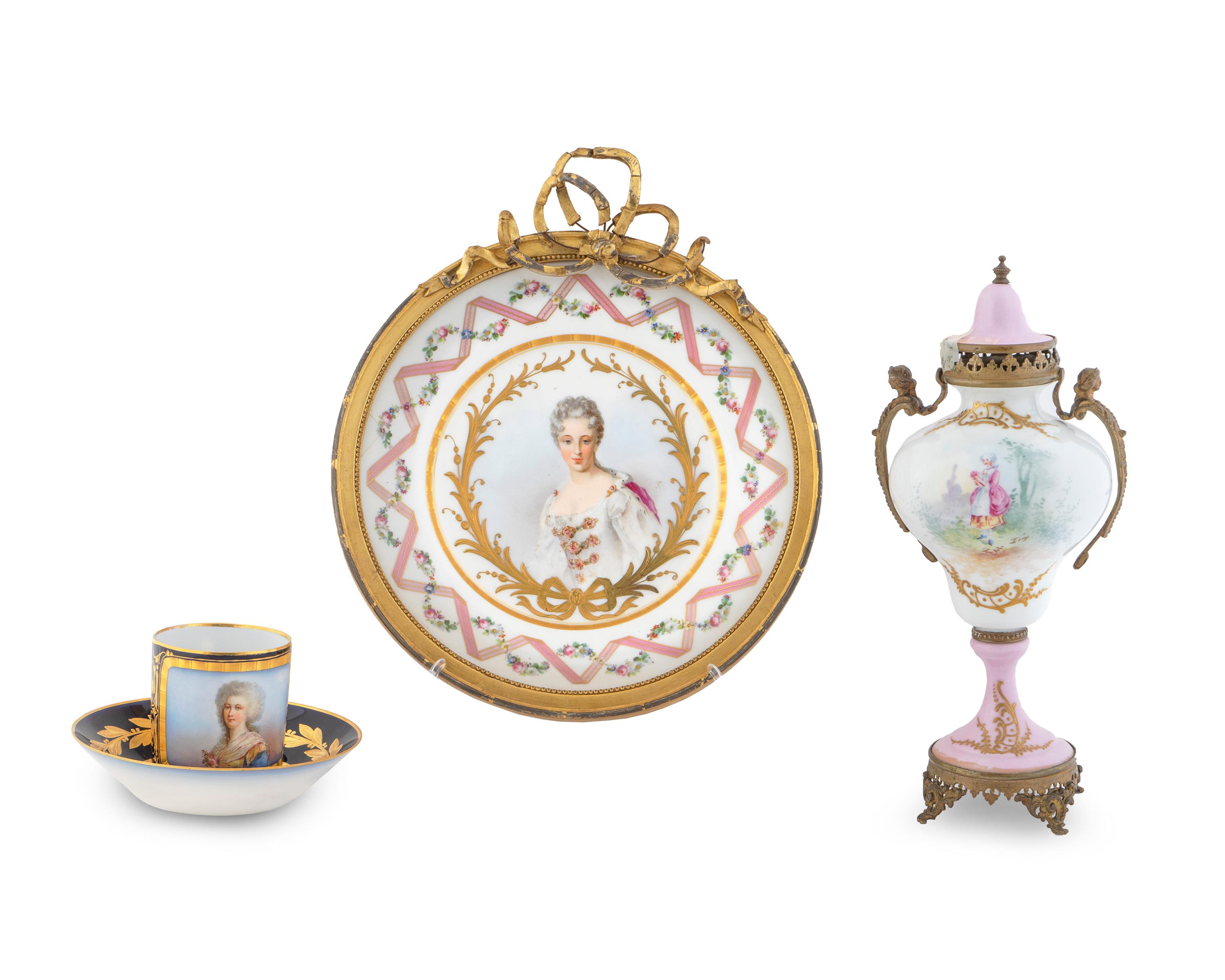Three Sevres Style Porcelain Table Articles