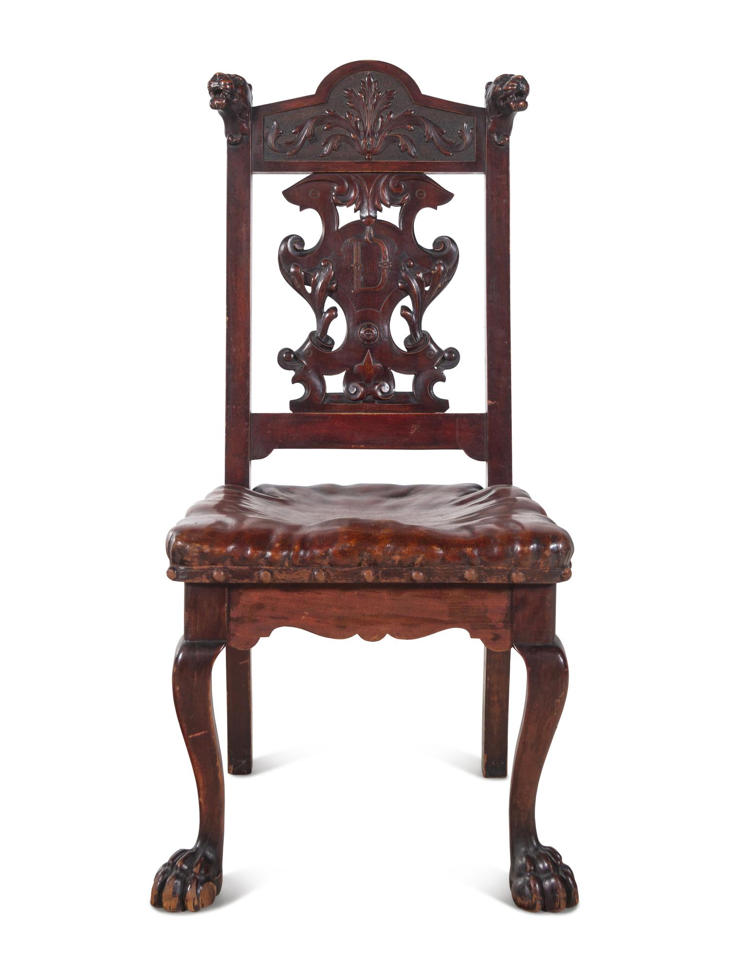 A Continental Renaissance Revival Carved Walnut Side Chair