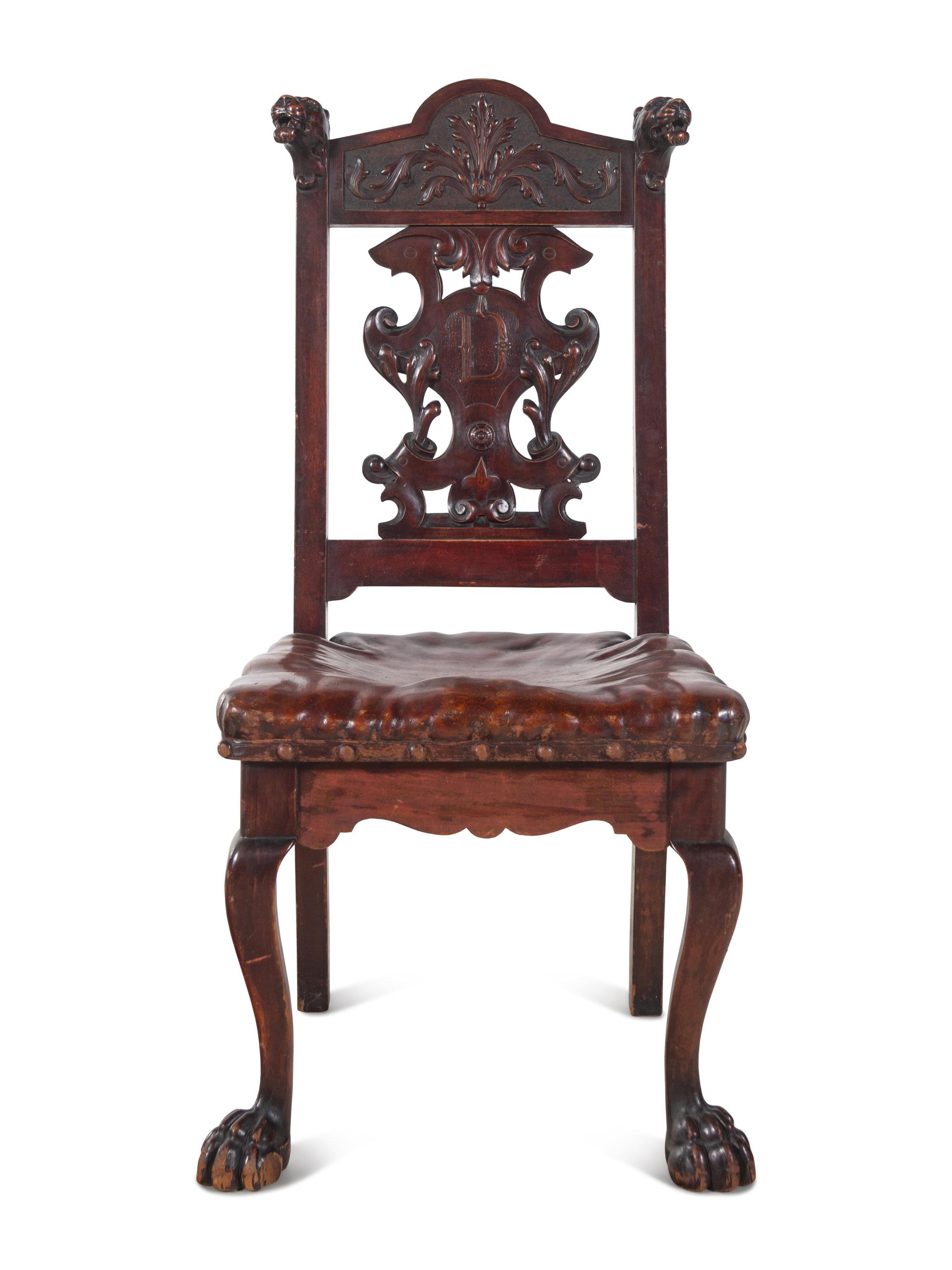 A Continental Renaissance Revival Carved Walnut Side Chair