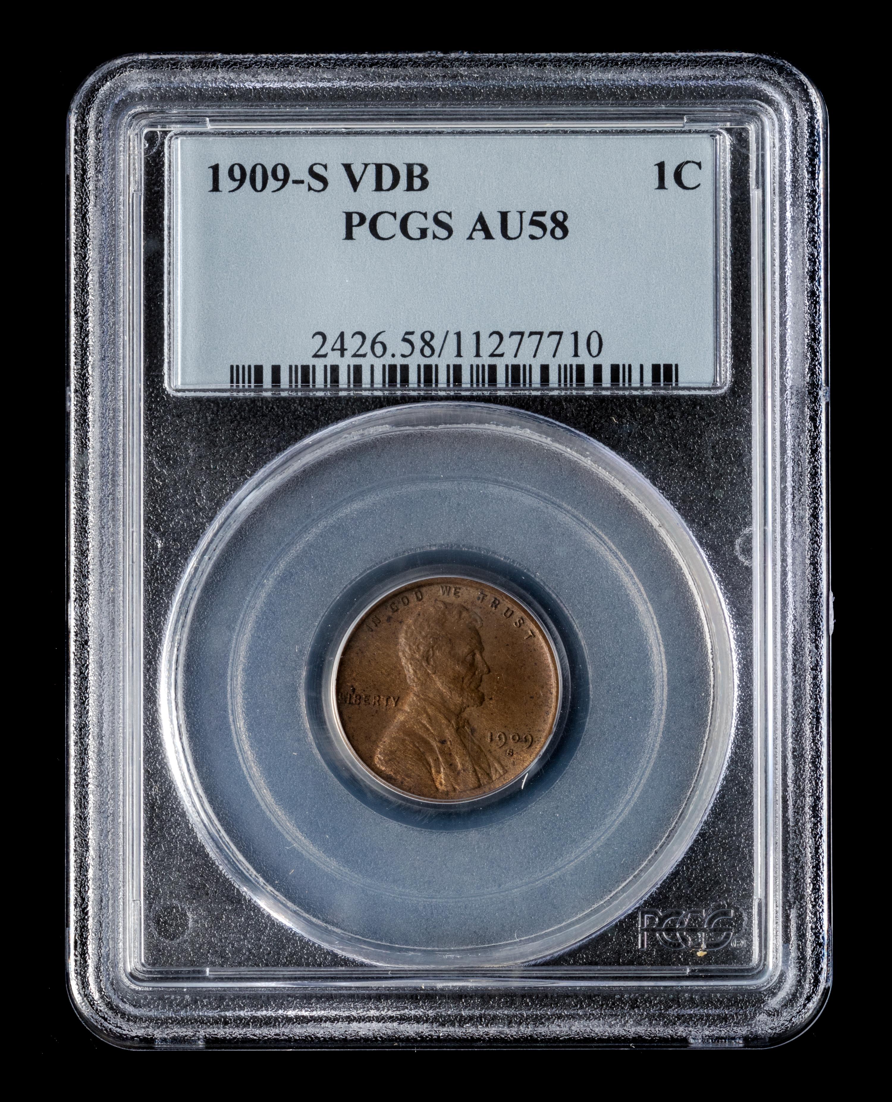 A United States 1909-S Lincoln: VDB 1c Coin
