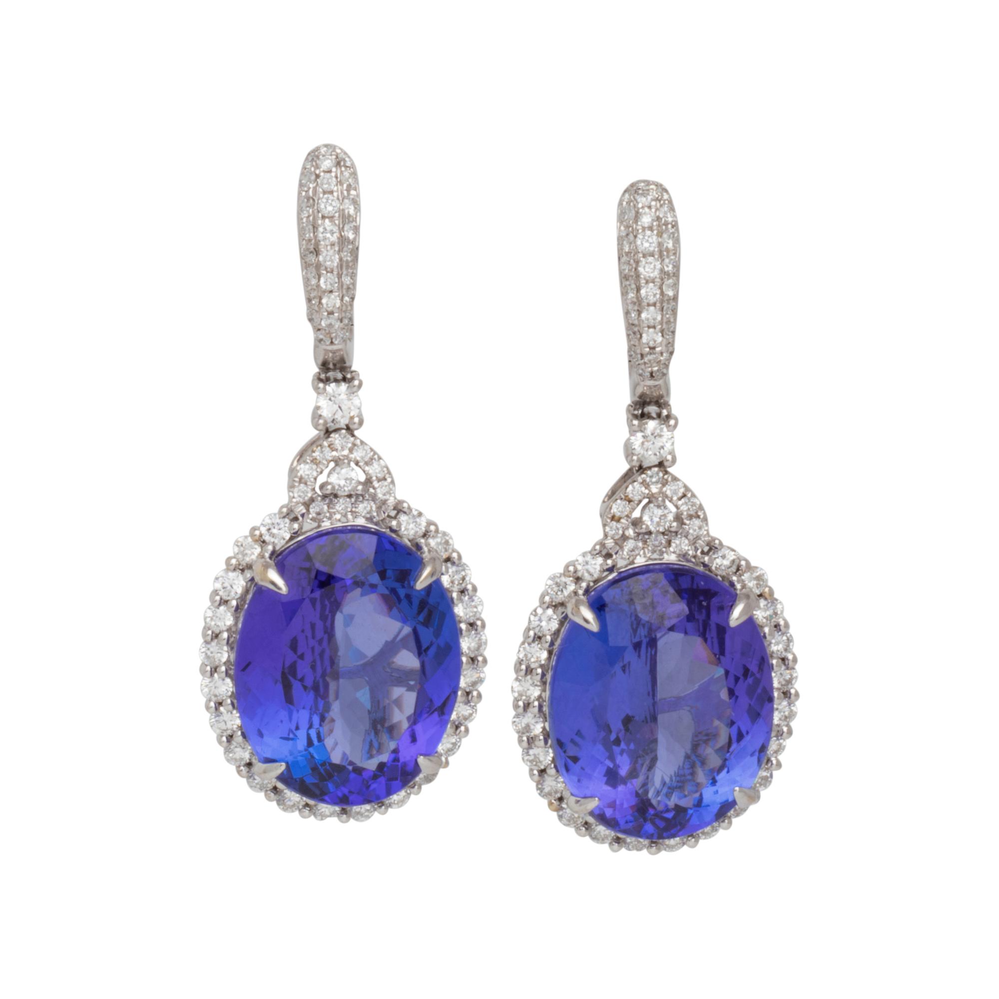 TANZANITE AND DIAMOND EARRINGS