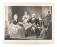 [WASHINGTON, George]. SARTAIN, William (1843-1924). SCHUSSELE, C. , publisher. Untitled engraving of George Washington, Martha, and her children John and Martha.