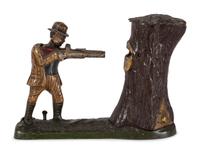 A J. & E. Stevens "Teddy and the Bear" Cast Iron Mechanical Bank