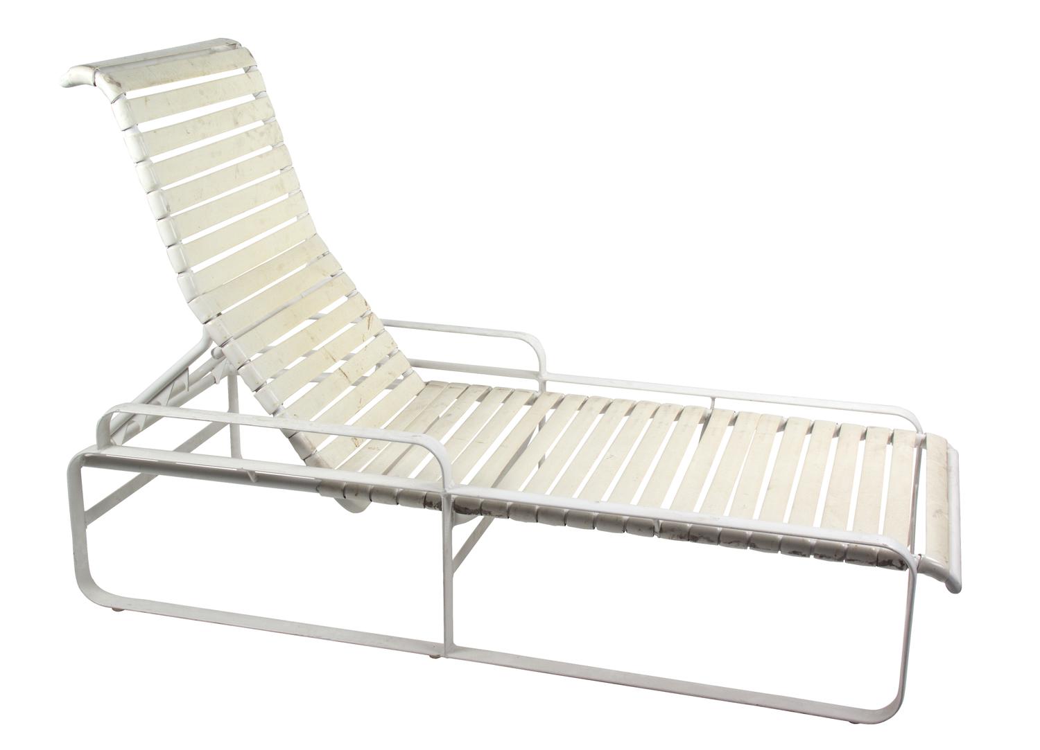 A Collection of Patio Furniture Height of chaise lunge 17 inches x length 78 inches x width 28 1/2 inches.