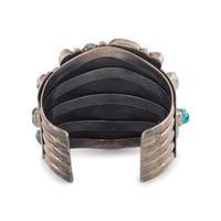 Navajo Silver and Turquoise Cluster Cuff Bracelet