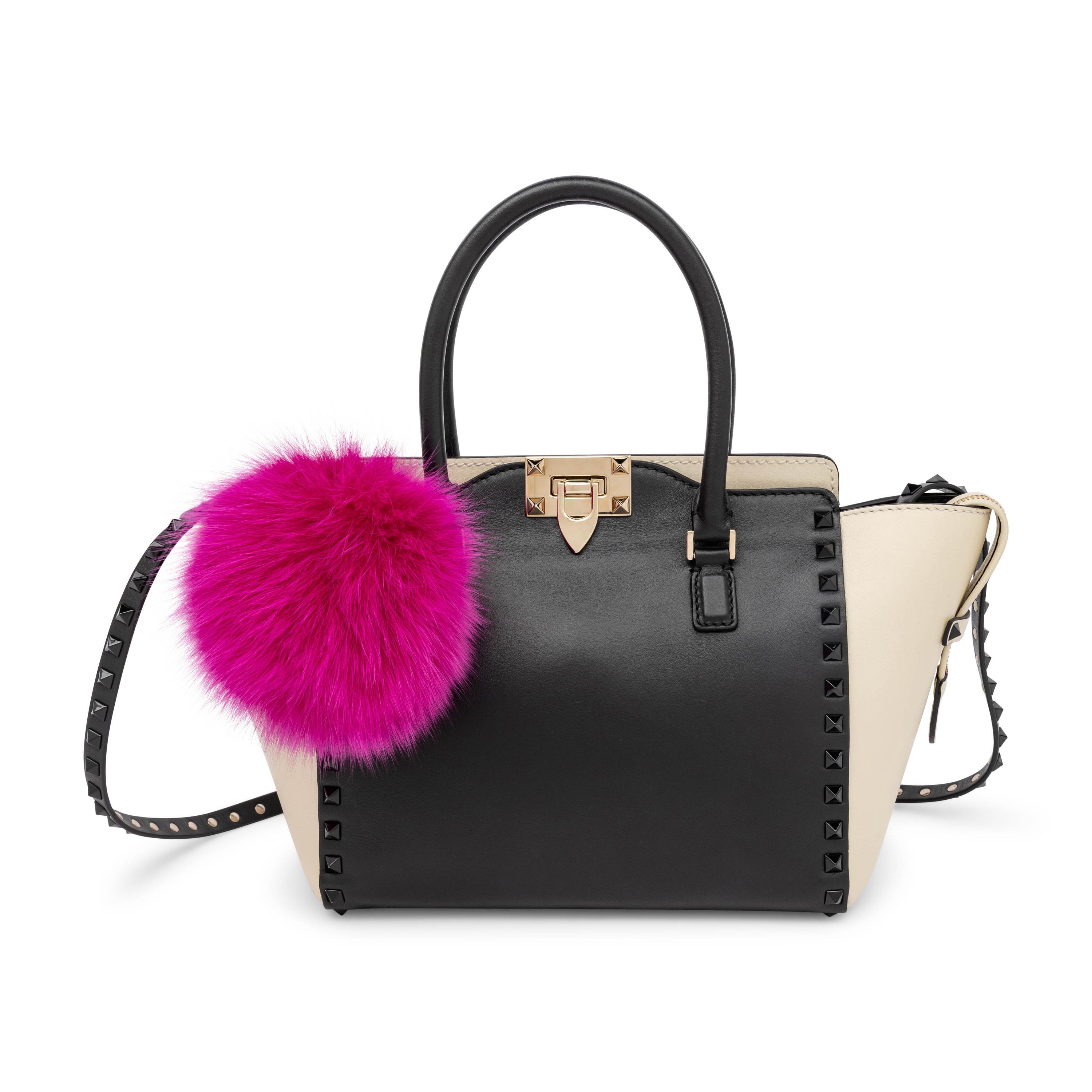 Valentino, Rockstud Tote in Black & Cream Leather
