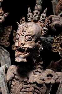 A Rare Tibetan Polychrome Wood Figure of Chitipati