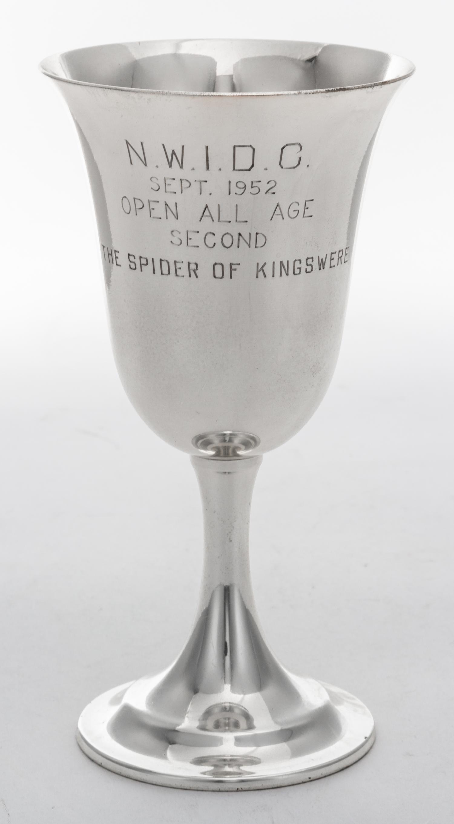 An American Silver Presentation Goblet, International Silver Co., Meriden, CT, Mid 20th Century, engraved "N.W.I.D.C. Sept 1952."