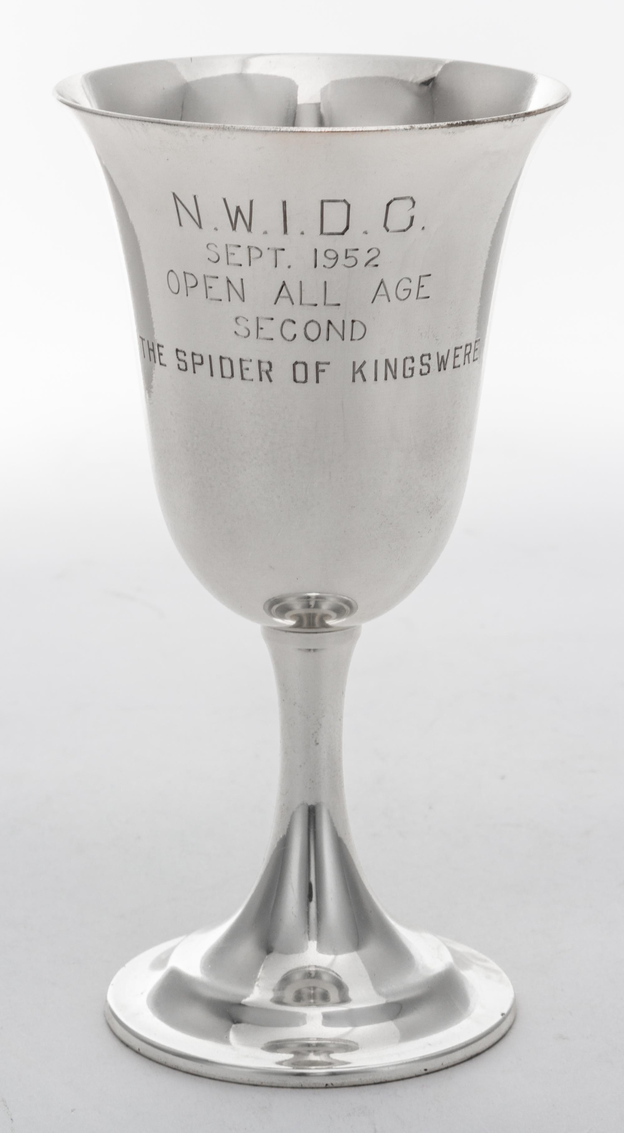 An American Silver Presentation Goblet, International Silver Co., Meriden, CT, Mid 20th Century, engraved "N.W.I.D.C. Sept 1952."