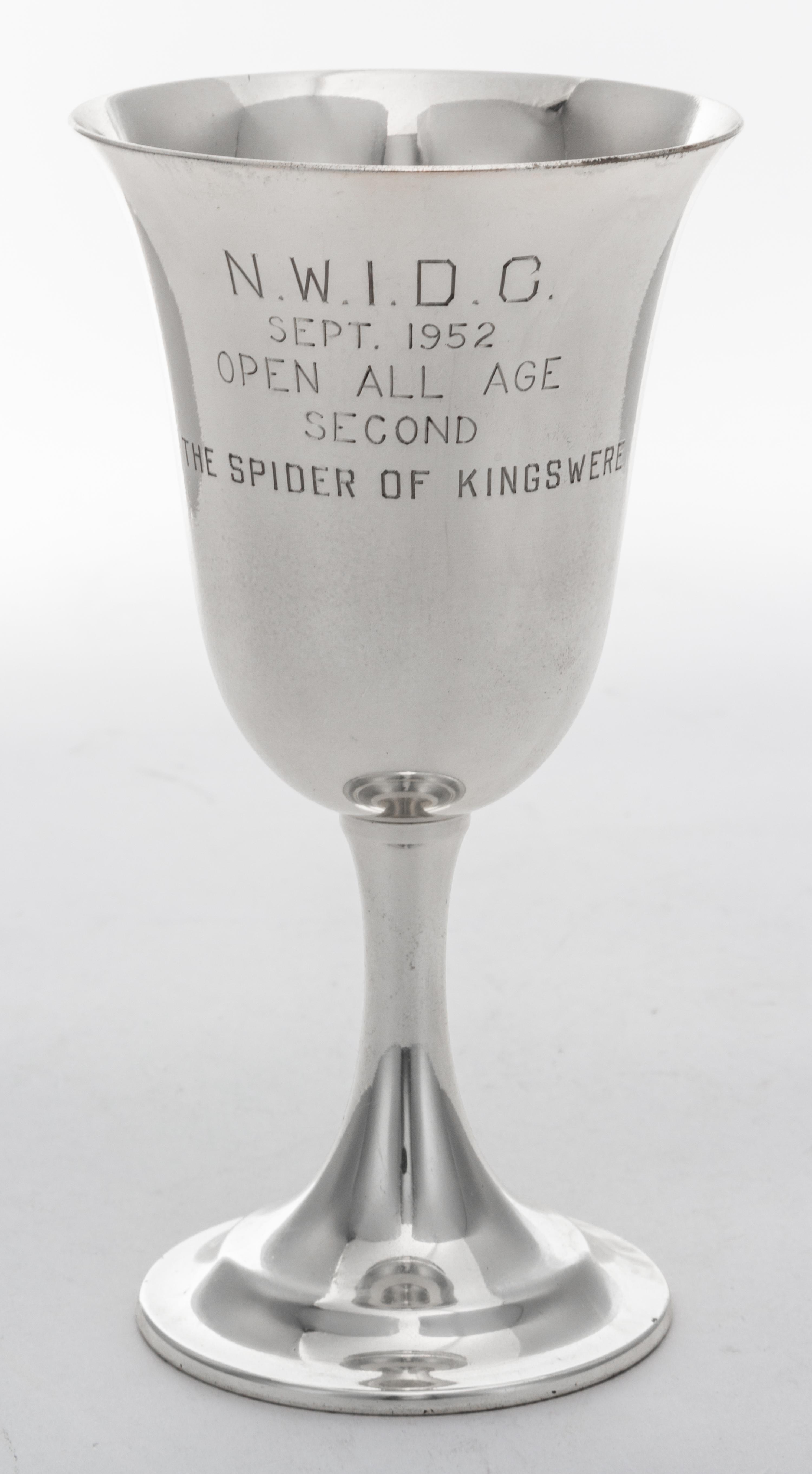 An American Silver Presentation Goblet, International Silver Co., Meriden, CT, Mid 20th Century, engraved "N.W.I.D.C. Sept 1952."