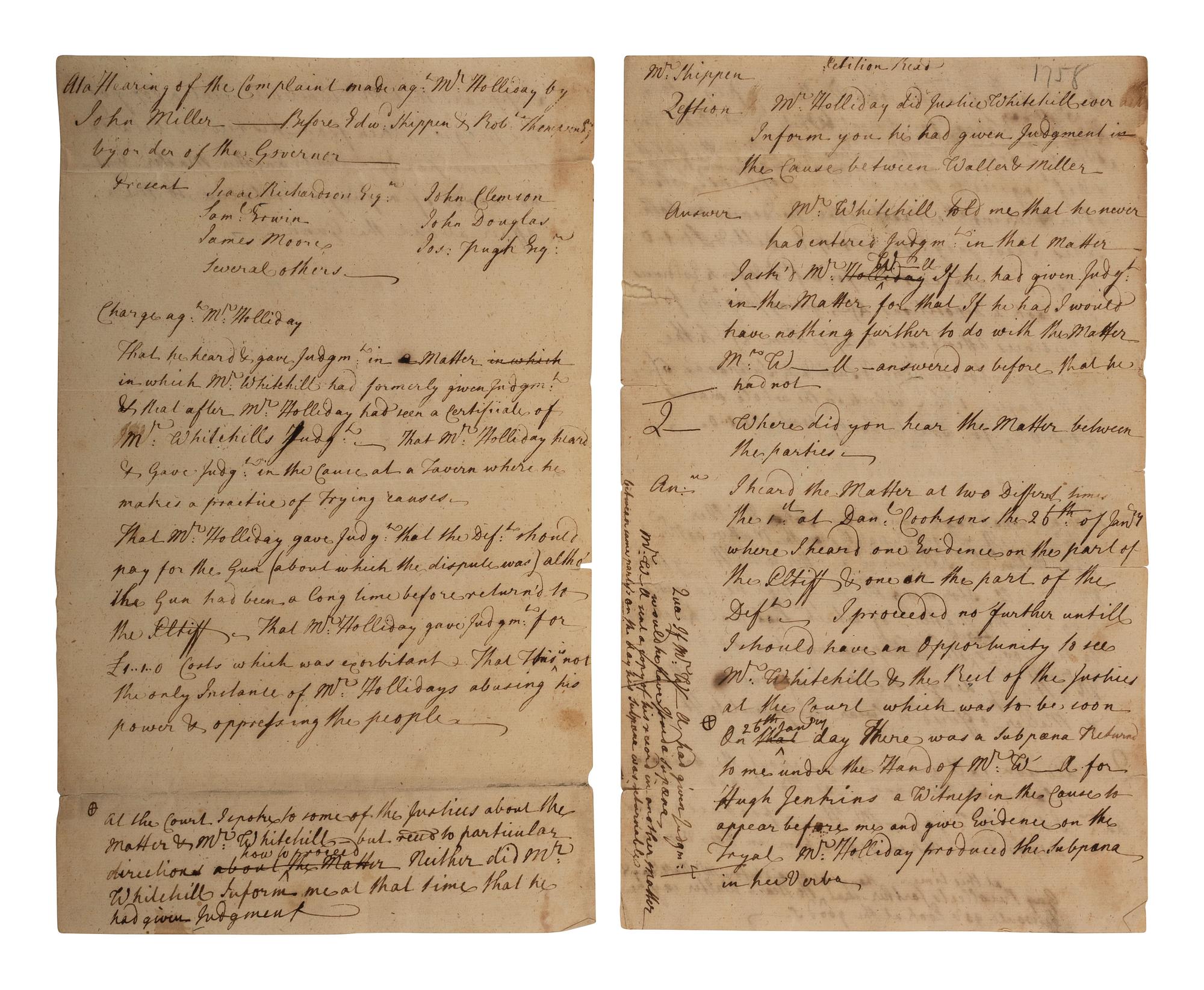 SHIPPEN, Edward, Jr. (1729-1806). A collection of legal documents.