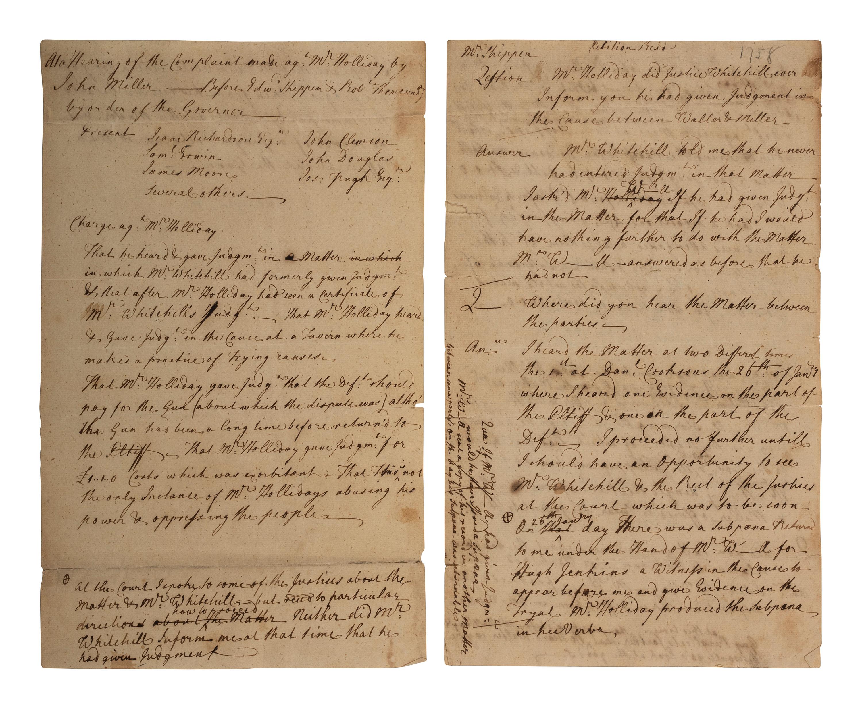 SHIPPEN, Edward, Jr. (1729-1806). A collection of legal documents.