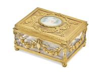 A Louis XV Style Portrait-Inset Gilt Bronze Mounted Cut Glass Box
