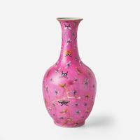 A Chinese pink-ground "Butterflies" vase 胭脂地蝴蝶瓶 19th century ????