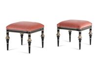 A Pair of Ebanista Pierre Stools