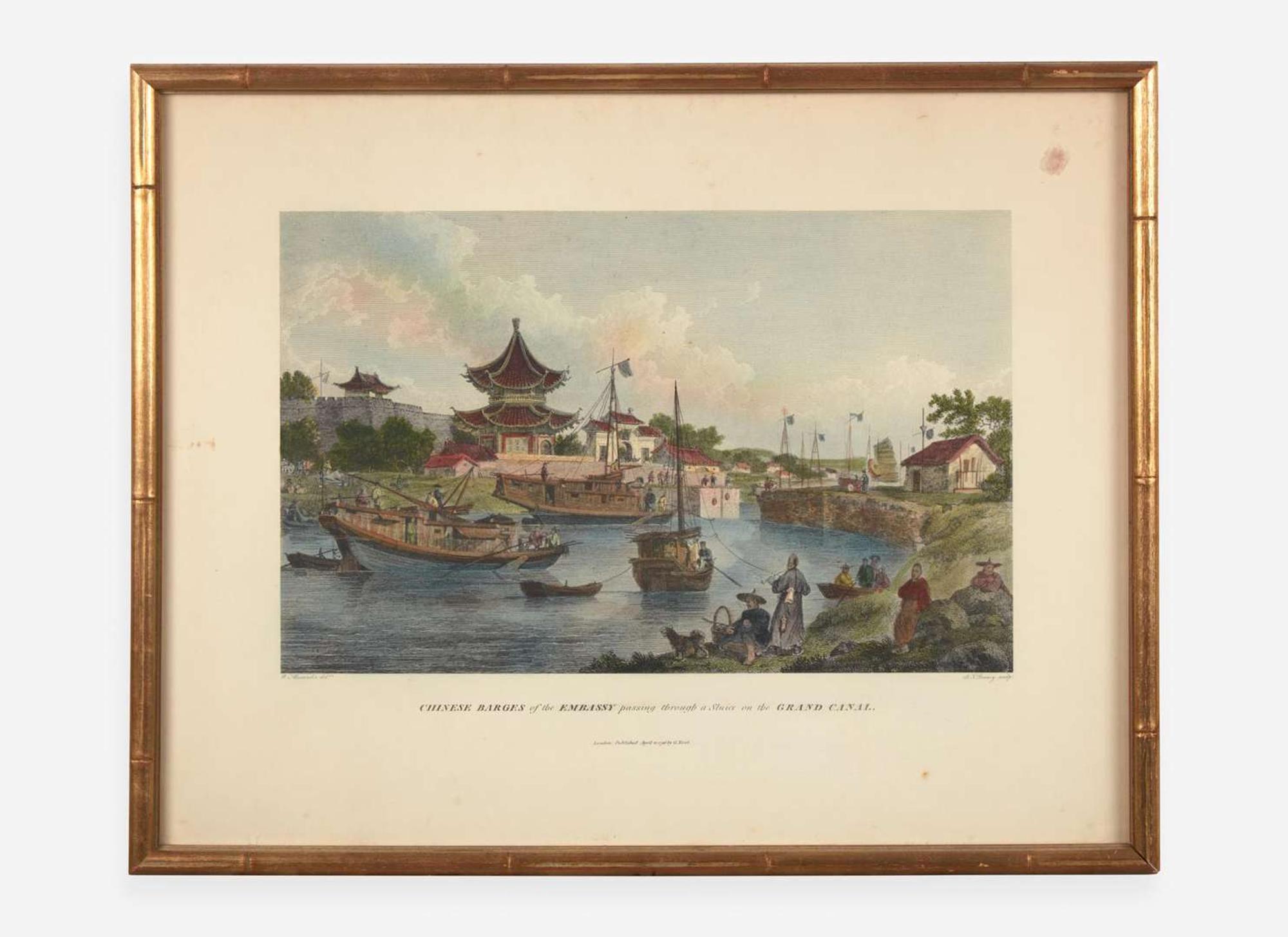 After William Alexander (English, 1767-1816), engraved by Benjamin Thomas Pouncy (English, -1799), printed by George Nicol (English, c. 1740-1828), Chinese Barges of the Embassy Passing through a Sluice on the Grand Canal, published 1796