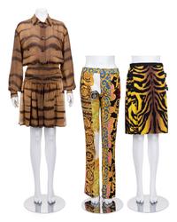 Four Designer Items: One Valentino Ensemble and Two Versace Bottom Separates, 1990-2000s