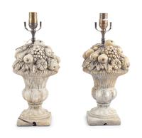 A Pair of Continental Cast Stone Finials Mounted as Lamps