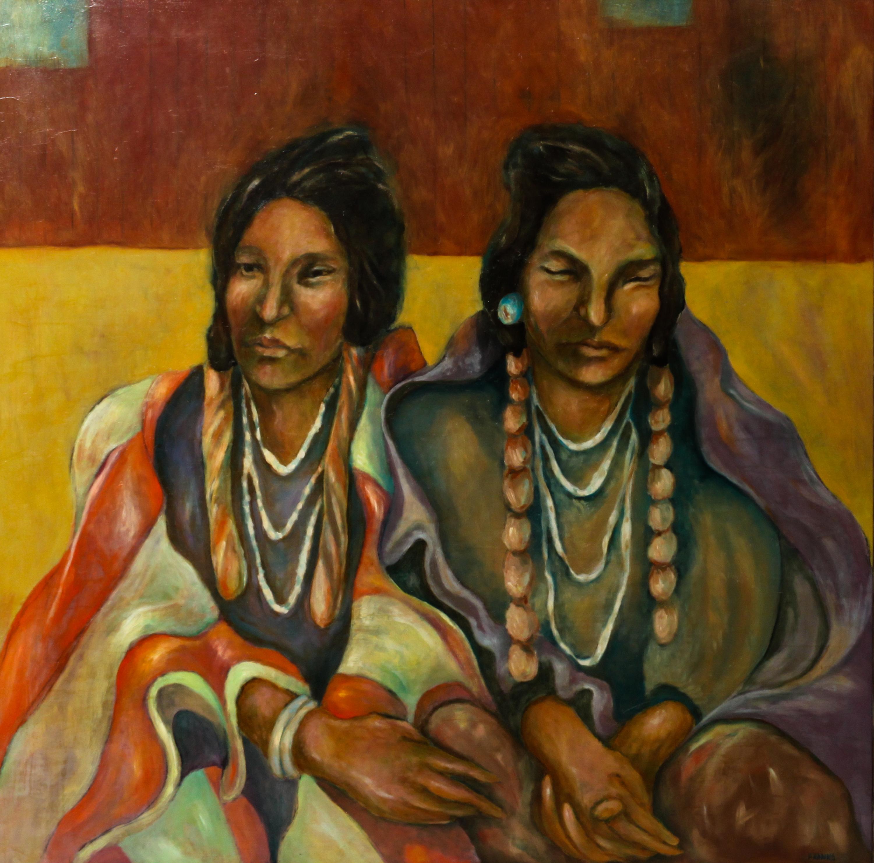 Larry Franks, (American, 1926-2006), Two Waiting Indian Women