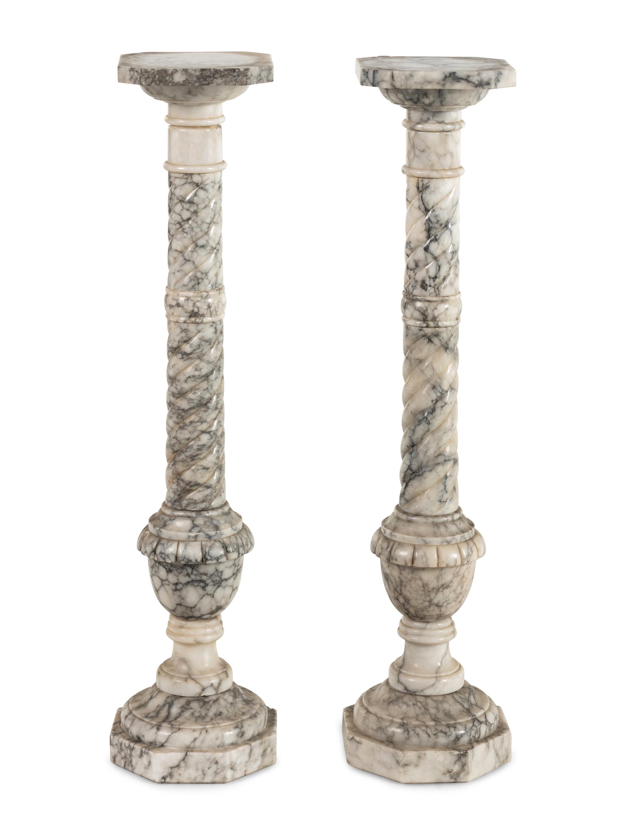 A Pair of Continental Marble Pedestals