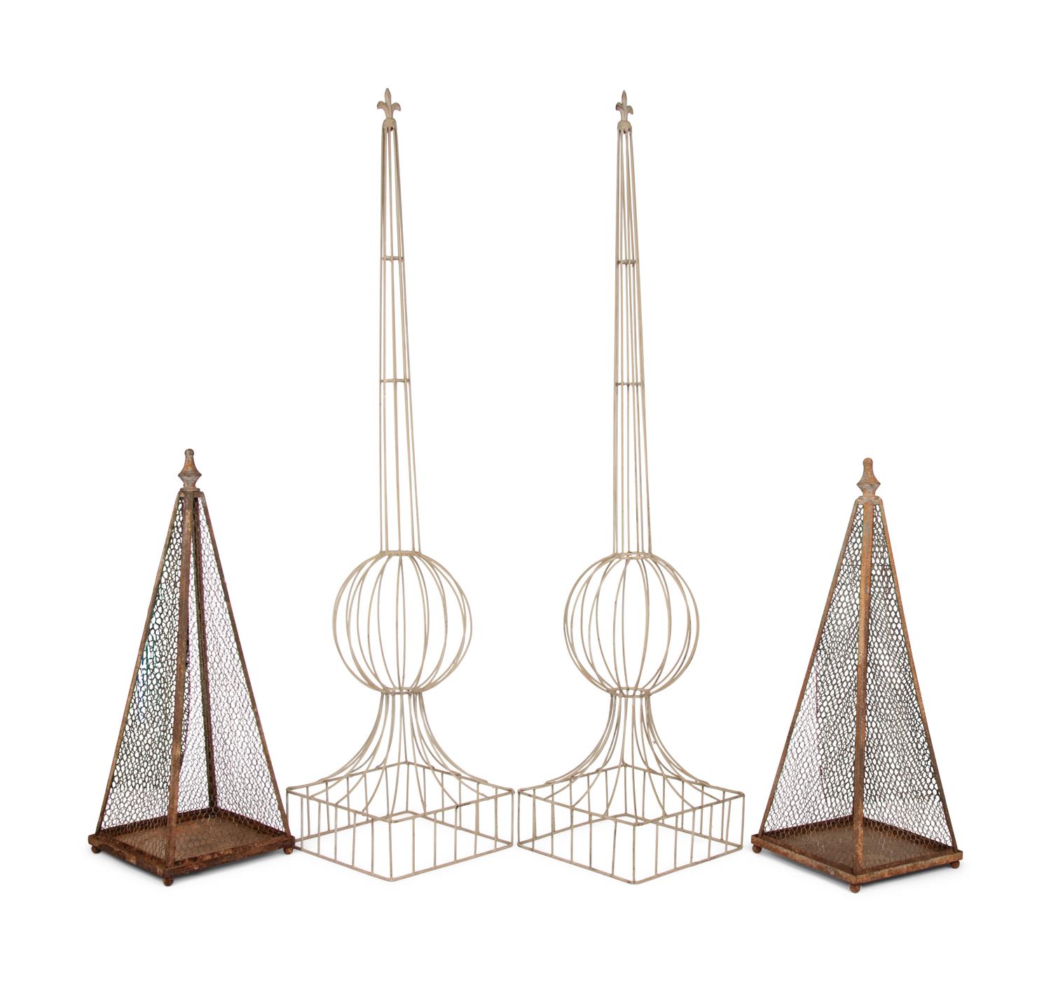 Two Pairs of Wire Garden Topiaries