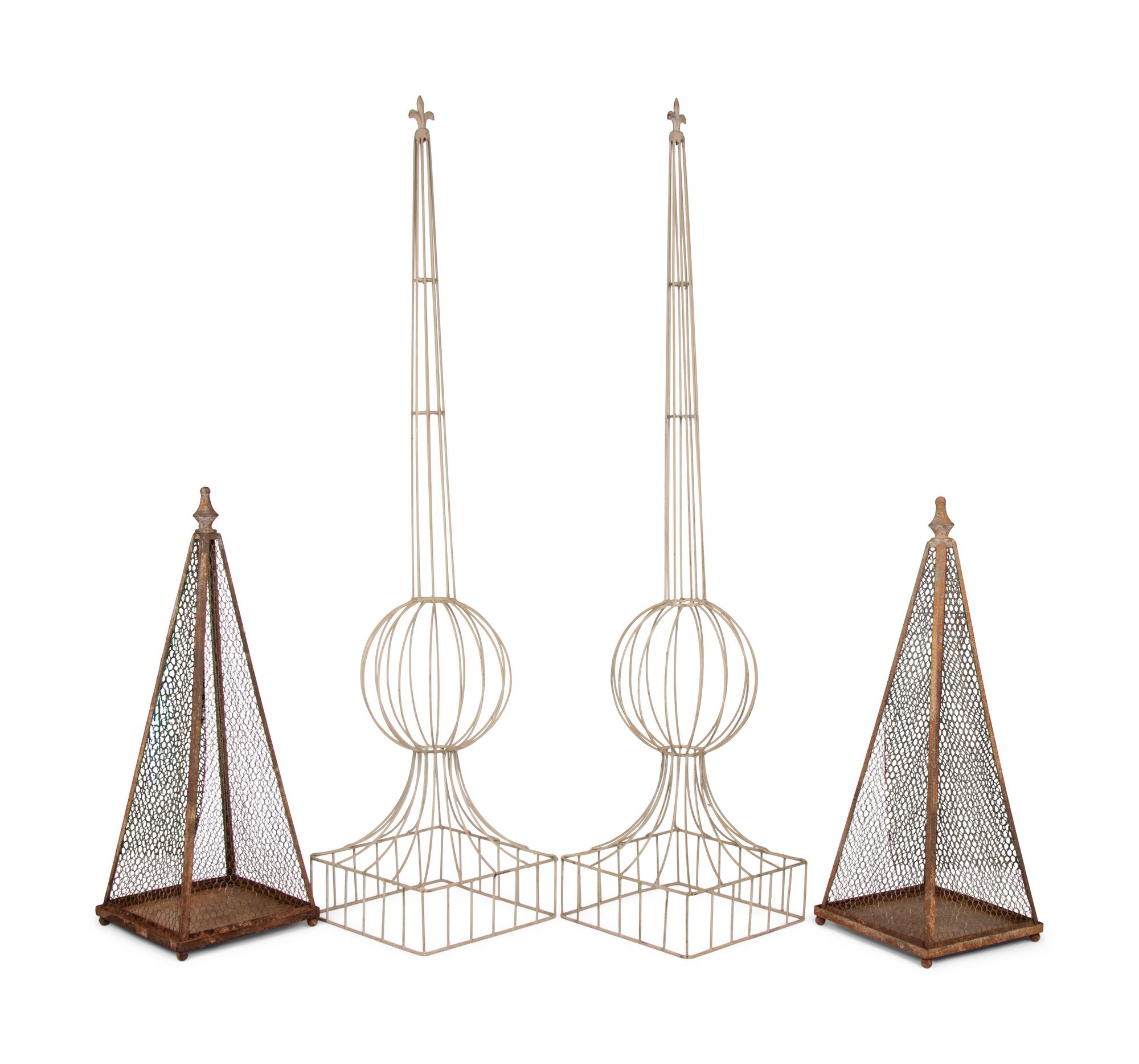 Two Pairs of Wire Garden Topiaries