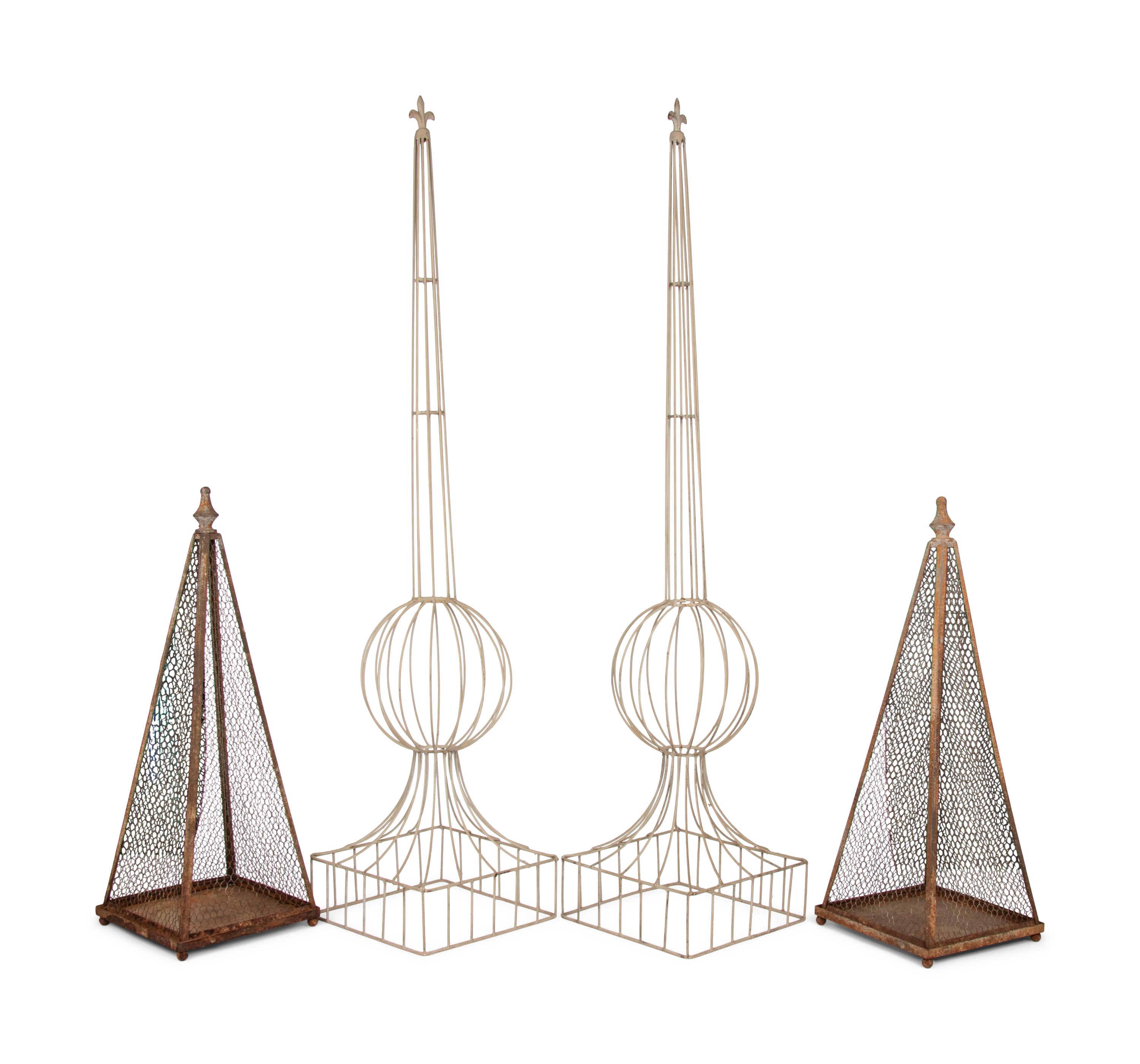 Two Pairs of Wire Garden Topiaries