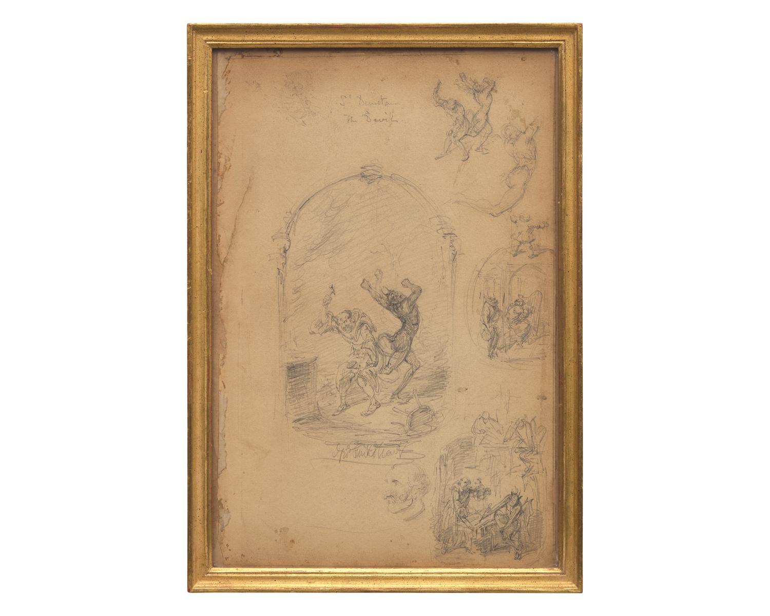 [Literature] Cruikshank, George. Group of 3 Drawings