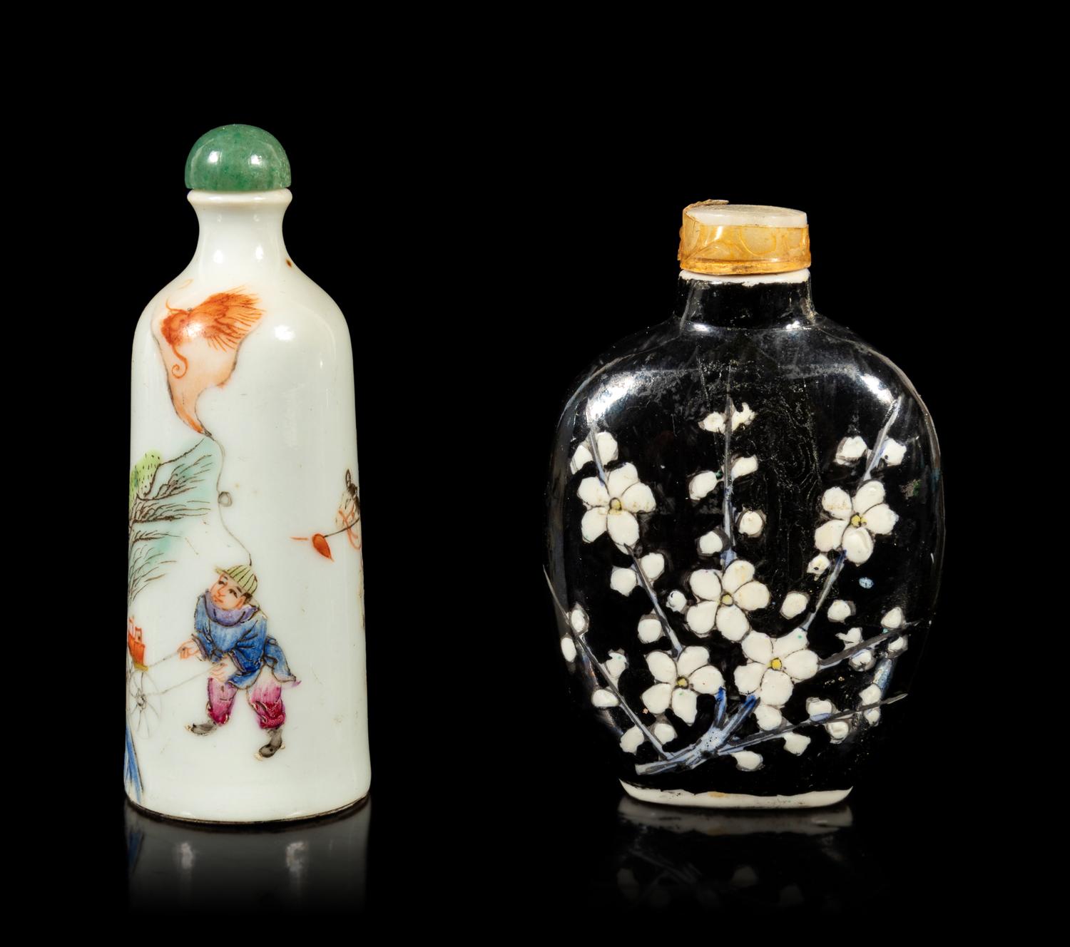 Two Chinese Famille Rose Porcelain Snuff Bottles