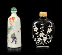 Two Chinese Famille Rose Porcelain Snuff Bottles